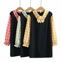 Western Style Plaid Stitching Long Sleeve Dress