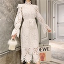 Lace turtleneck long sleeve dress