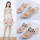 Women's Fashion Simple Rhinestone Slope Heel Sandals