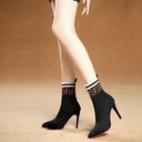 Socks Boots Women's High Heel Pointed Toe Solid Color Women's Stiletto Heel Boots