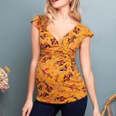 Fashion Printed Deep V-neck Cross Breastfeeding T-shirt