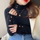 Fashionable Design Single-layer Fleece-lined Thermal Bottoming Shirt Inner Wear Autumn And Winter Half-high Collar Top