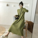 Half Turtleneck Base Ride A- Line Woolen Skirt Women
