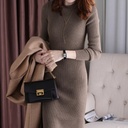 Women's Autumn And Winter Black Sweater Padded Dress