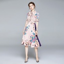 Ladies' Trendy Pleated Temperament Celebrity Print Dress