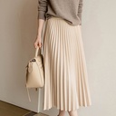 Versatile Light And Familiar Solid Color Pleated A-line Skirt