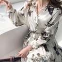 Ink Splatter Print Shirt High Waist Skirt Set
