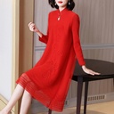 Middle-aged Mother Fashionable Red Dress Spring Dress