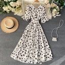Short-sleeved Waist Goddess Temperament Over-the-knee Large-length Skirt Dress
