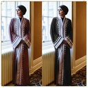 A women's abaya with an embroidered cardigan design inspired by Islamic and Eastern heritage