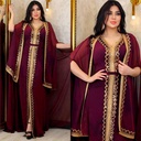 An elegant and luxurious kaftan dress with a modern and attractive Islamic-style cape